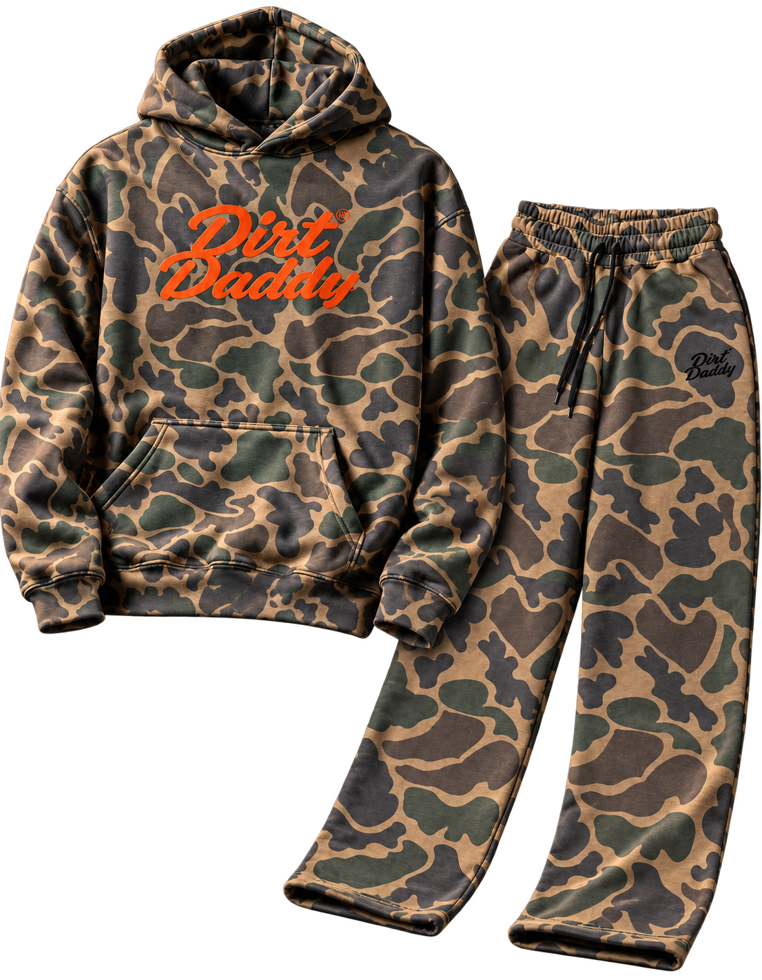 Dirt Daddy Heavyweight joggers and hoodie set in Duck Camo