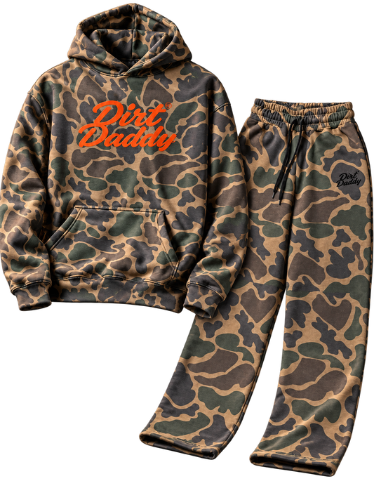 Dirt Daddy Heavyweight joggers and hoodie set in Duck Camo